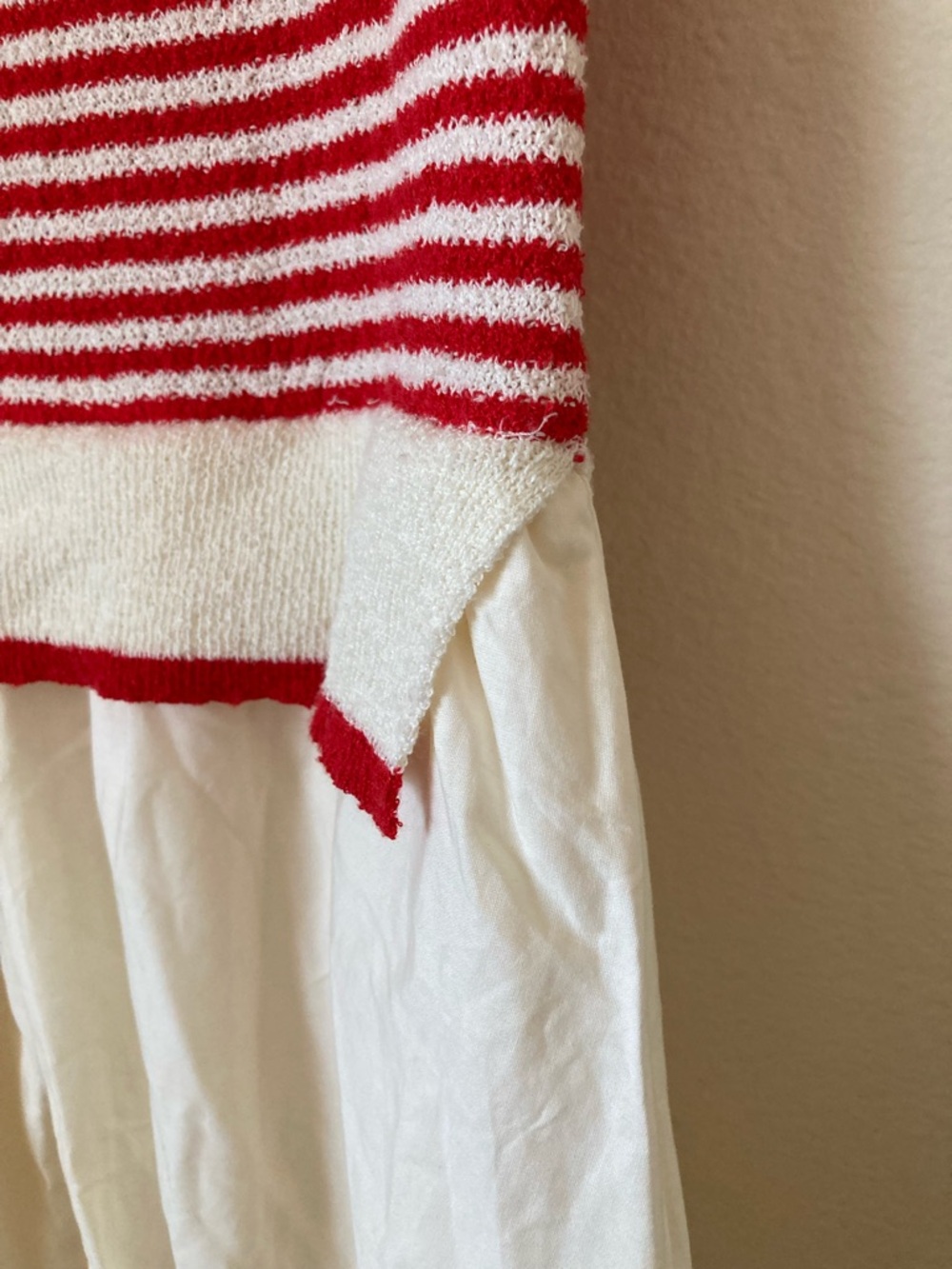 Moon River Cream Maxi Dress with Red Knit Striped Bodice | NWT - Picture 7 of 9